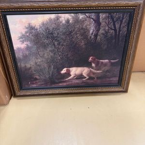 18th Century Portrait of White Poodle in a Landscape Oil Painting