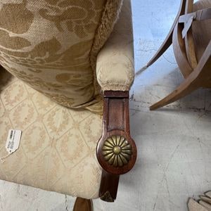 Louis XVI Style Fauteuil Armchair with Brass Rosette Detail