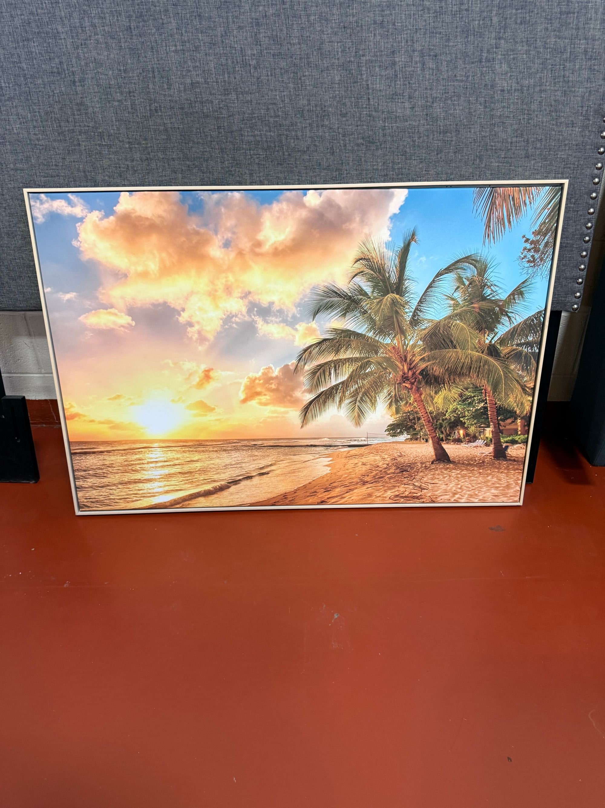 Hawaii Beach Sunset Palm Tree Canvas Print