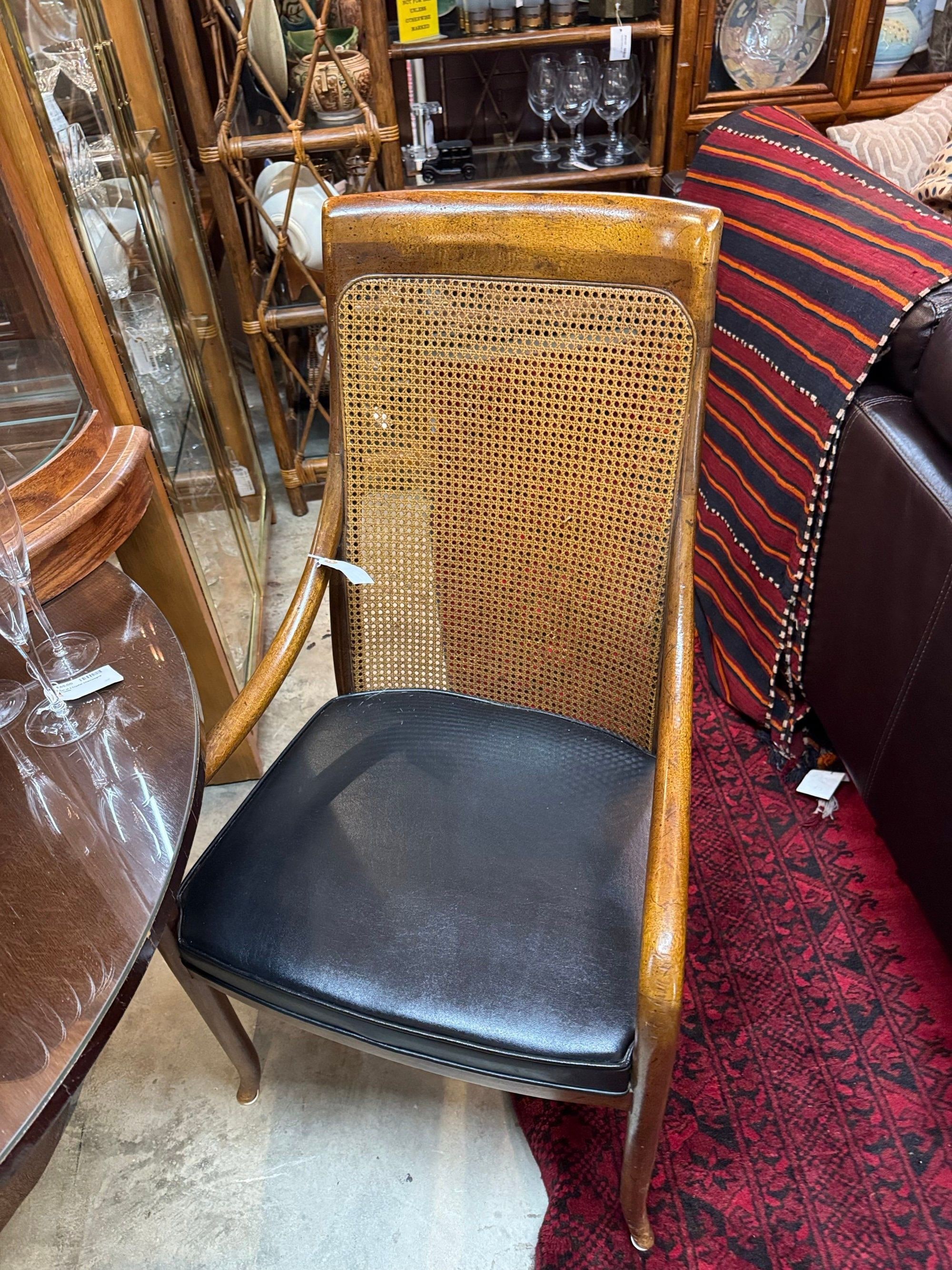 Drexel Heritage Mid Century Cane Back Dining Arm Chair
