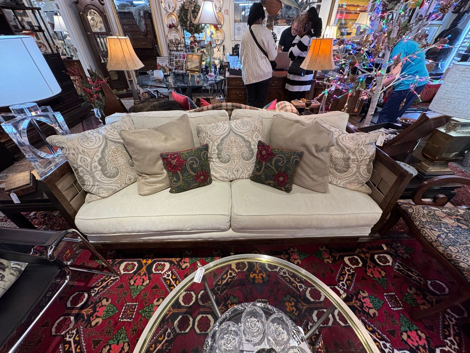 Transitional Exposed Wood Frame Sofa