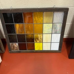 Stained Glass Panel with Assorted Amber, Yellow, and White Glass