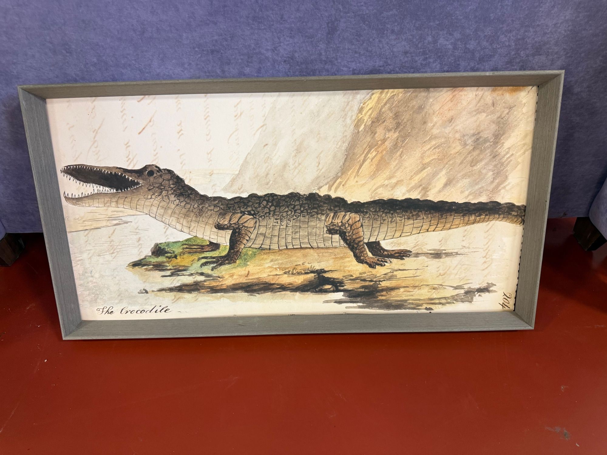 The Crocodile - Antique Watercolor Illustration