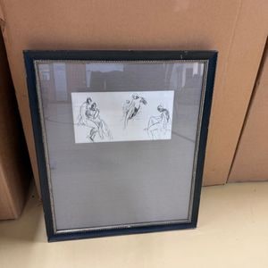 Framed Charcoal Sketch of Dancers