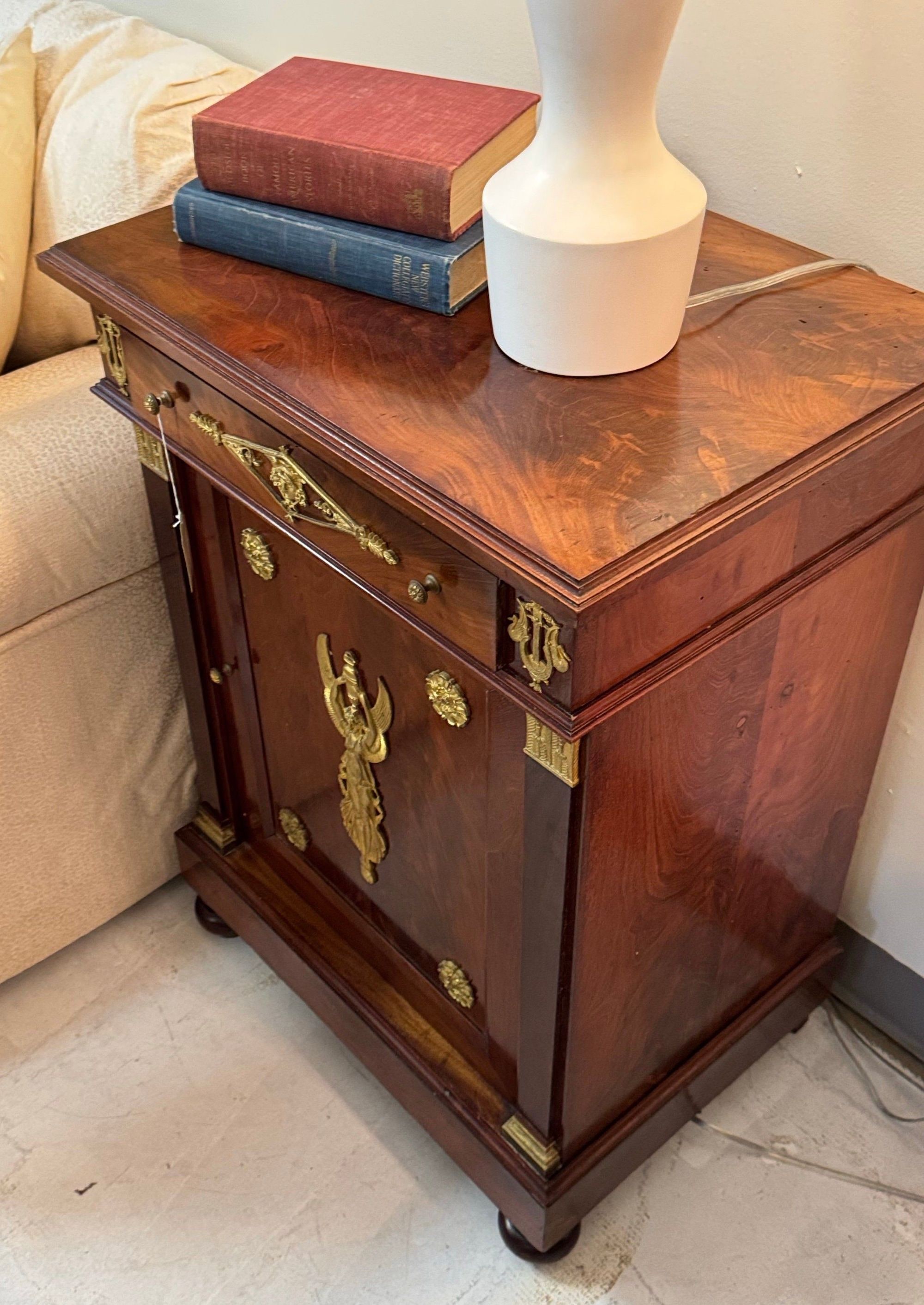 French Empire Style Mahogany Side Cabinet with Ormolu Mounts