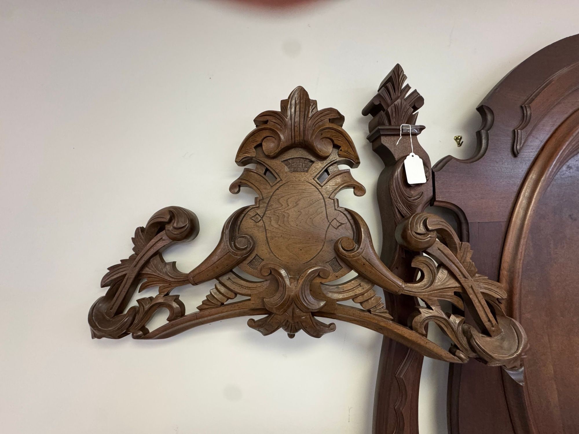 Victorian Walnut Full Size Bed Frame with Carved Headboard and Footboard