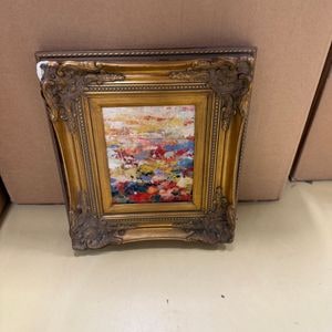 Abstract Oil Painting in Gilt Ornate Frame