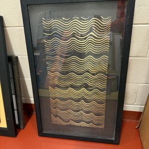 Framed Abstract Wave Art with Metallic Gold Finish